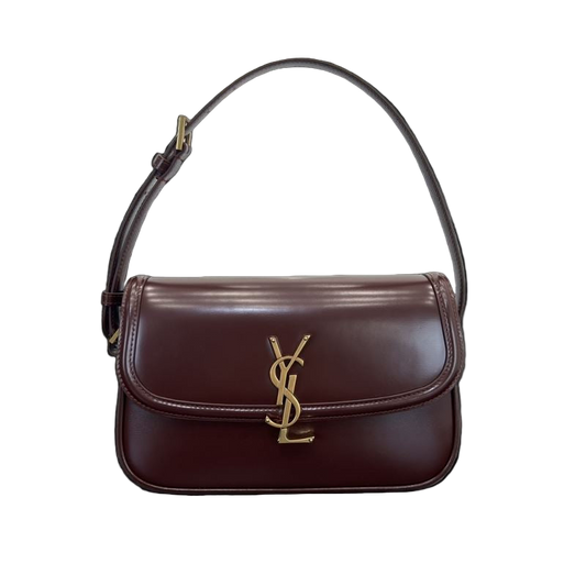 Saint Laurent Solferino Mini-Umhängetasche Bordeaux – Designertasche aus Leder
