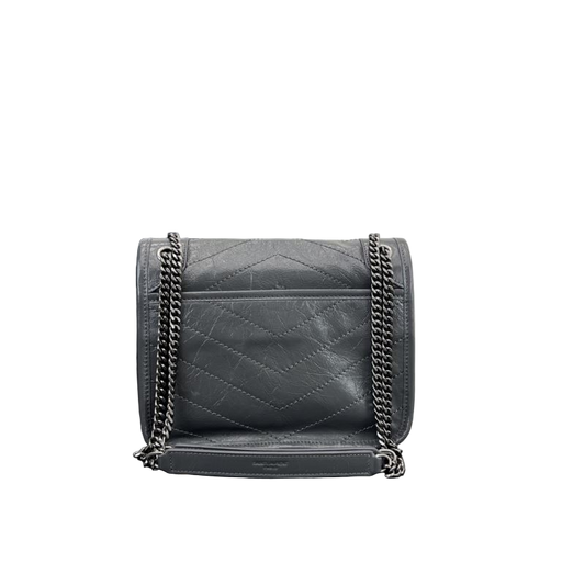 Saint Laurent Niki Baby Storm Vintage-Umhängetasche aus Leder in Sturmgrau