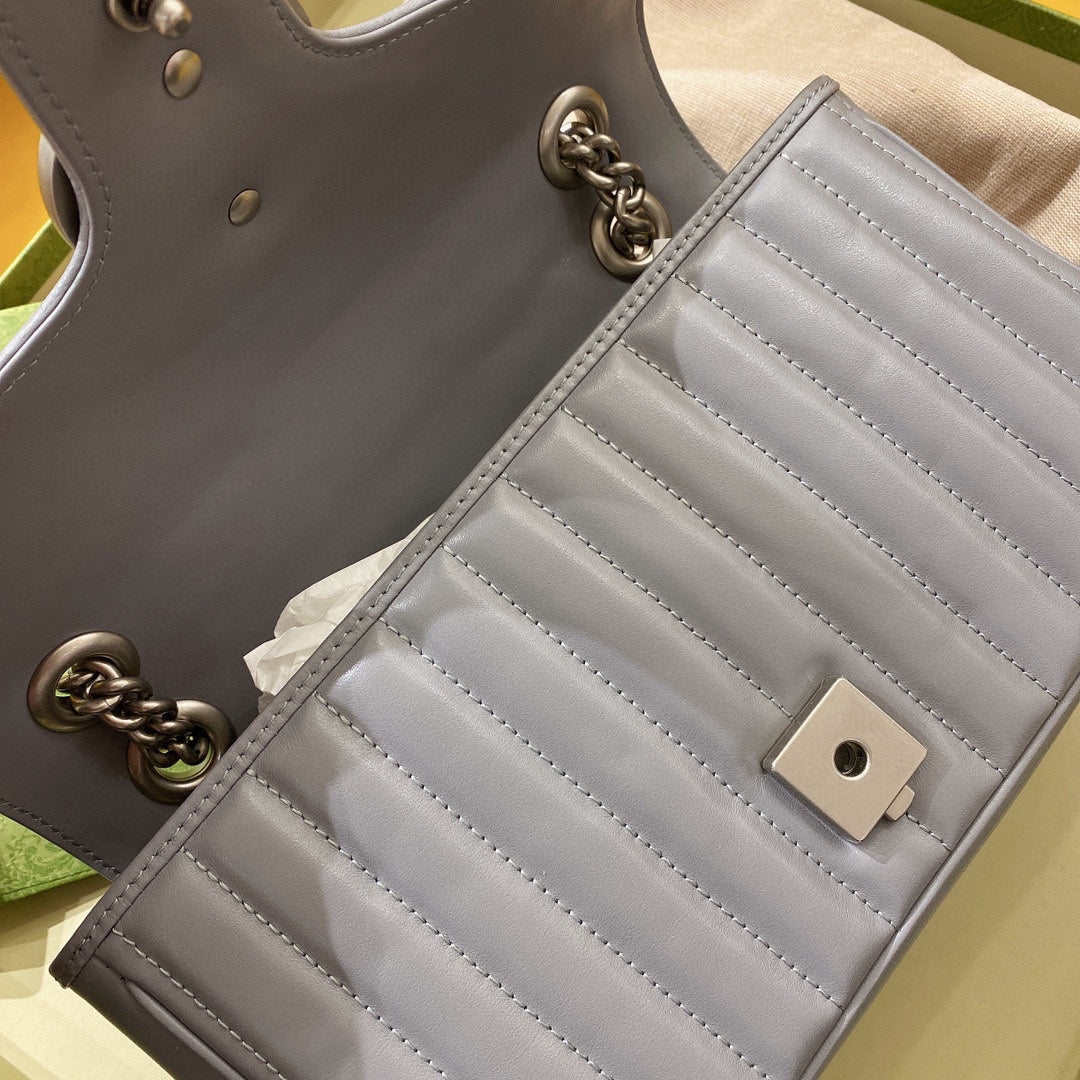 Gucci GG Marmont Aria Small Schoudertas Deep Grey Preloved Designer Bag