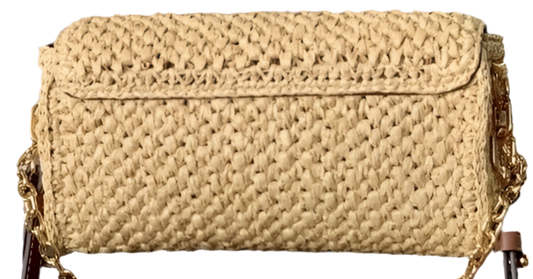 Louis Vuitton Twist West Clutch Raffia Braunes Leder Gebrauchte Designertasche