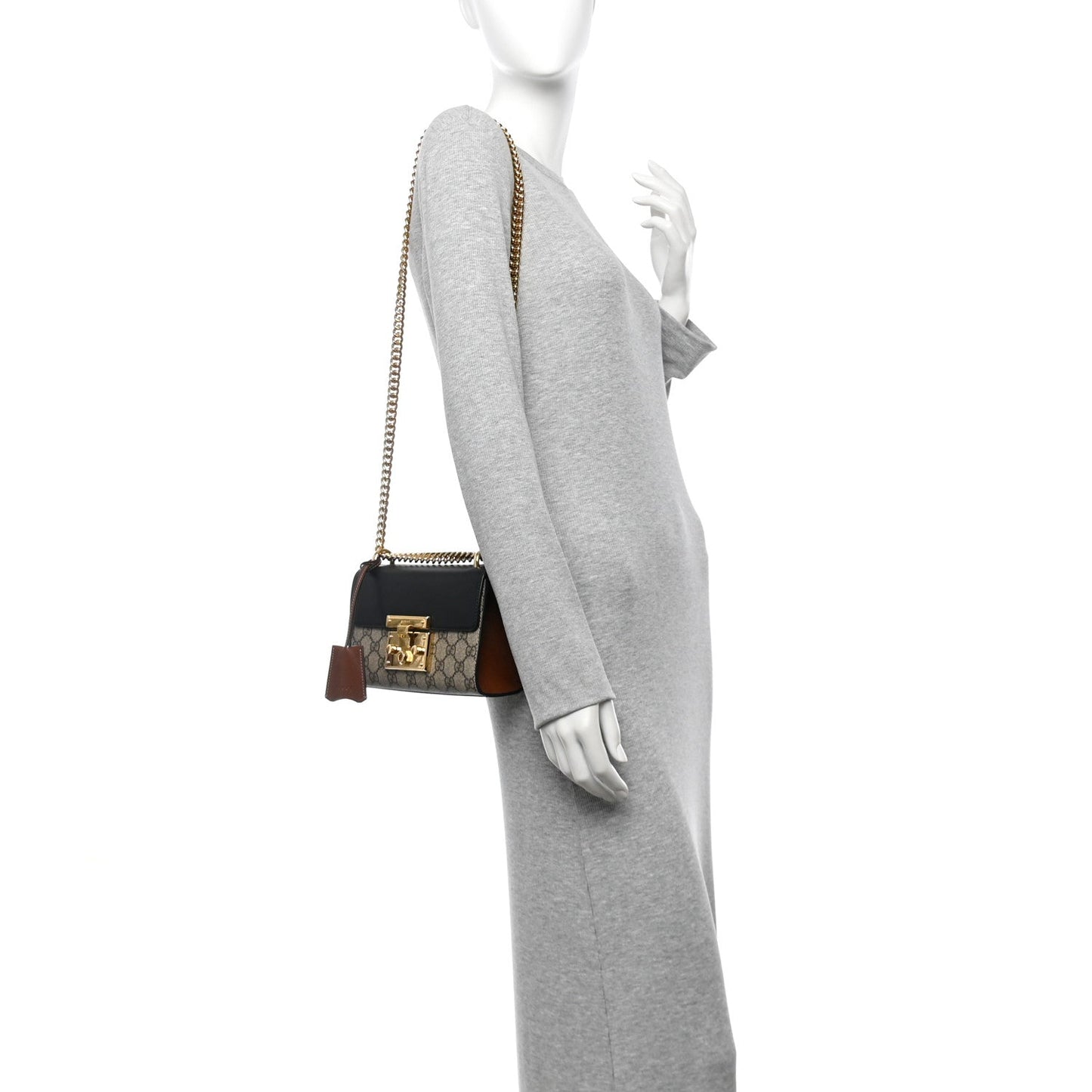 Gucci GG Supreme Small Padlock Shoulder Bag Beige Black