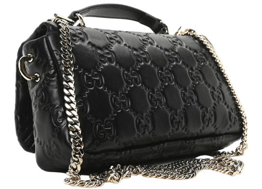 Gucci Milano Chevron Schultertasche, Damenhandtasche, schwarze Umhängetasche