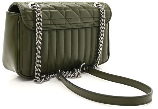 Gucci Marmont Aria Military Wood Kleine Damen-Schultertasche Matelassé • Gebraucht