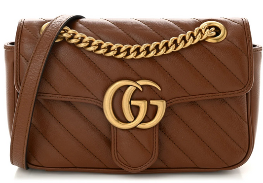 Gucci Marmont Diagonal Azalea Cuir Mini Damen Umhängetasche Matelassé • Gebraucht