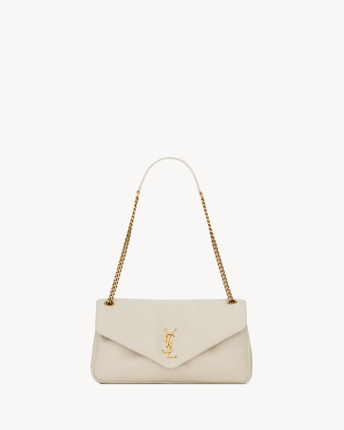 Saint Laurent Calypso Medium Schoudertas Blanc Vintage