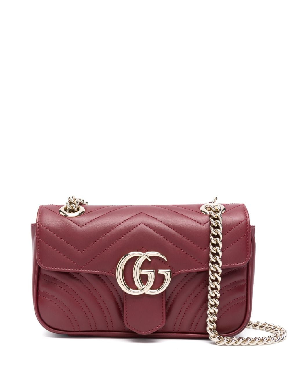 Gucci Marmont Small  Rosso Ancora Matelassé Chevron Leather
