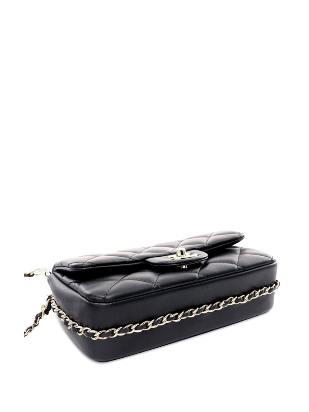 Chanel Mini-Flap aus gestepptem Lammleder „My Precious Pearls“ in Schwarz (2021)