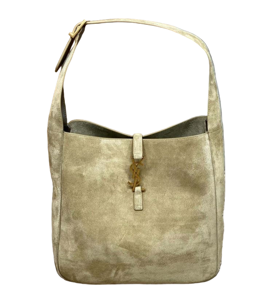 Saint Laurent Le 5 À 7 Supple Kleine Umhängetasche Hellbeige Wildleder, Zeitlos & Elegant
