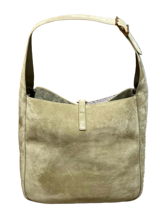 Saint Laurent Le 5 À 7 Supple Kleine Umhängetasche Hellbeige Wildleder, Zeitlos & Elegant