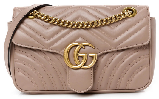 Gucci Marmont Tasche, klein, rosa – Damen-Schultertasche, Matelassé, Porzellanrosa/Puderrosa-Creme (Porzellanrose) • Gebraucht, 2023