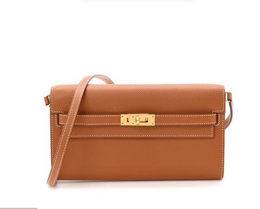 HERMES Epsom Kelly portemonnee in goudkleur