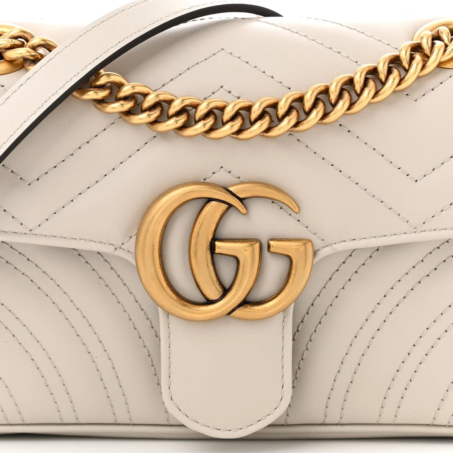 Gucci Marmont Kleine Damen-Schultertasche Matelassé 2024 Hellgrau • Gebraucht