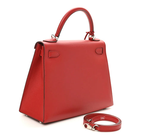 HERMES Epsom Kelly Sellier 28 Rouge Casaque