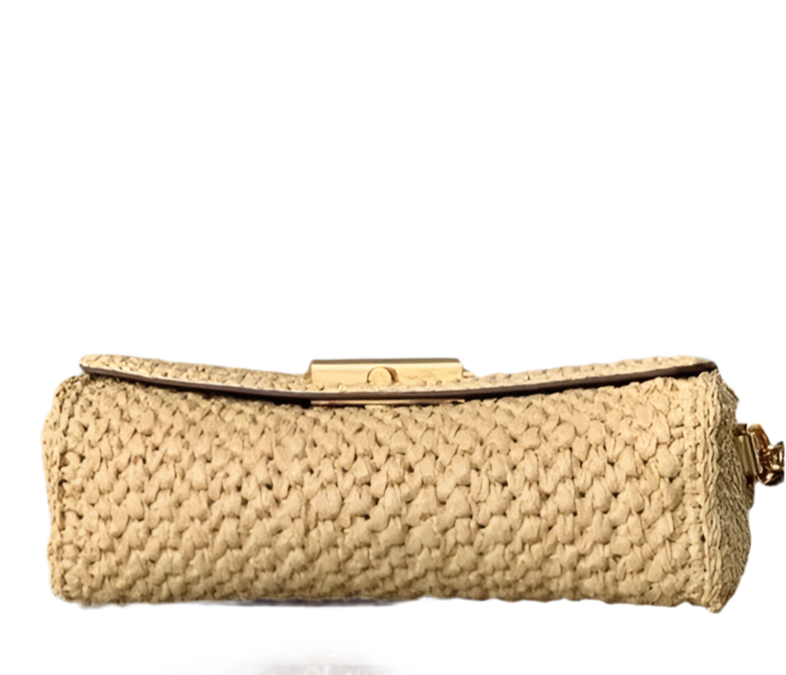 Louis Vuitton Twist West Clutch Raffia Braunes Leder Gebrauchte Designertasche