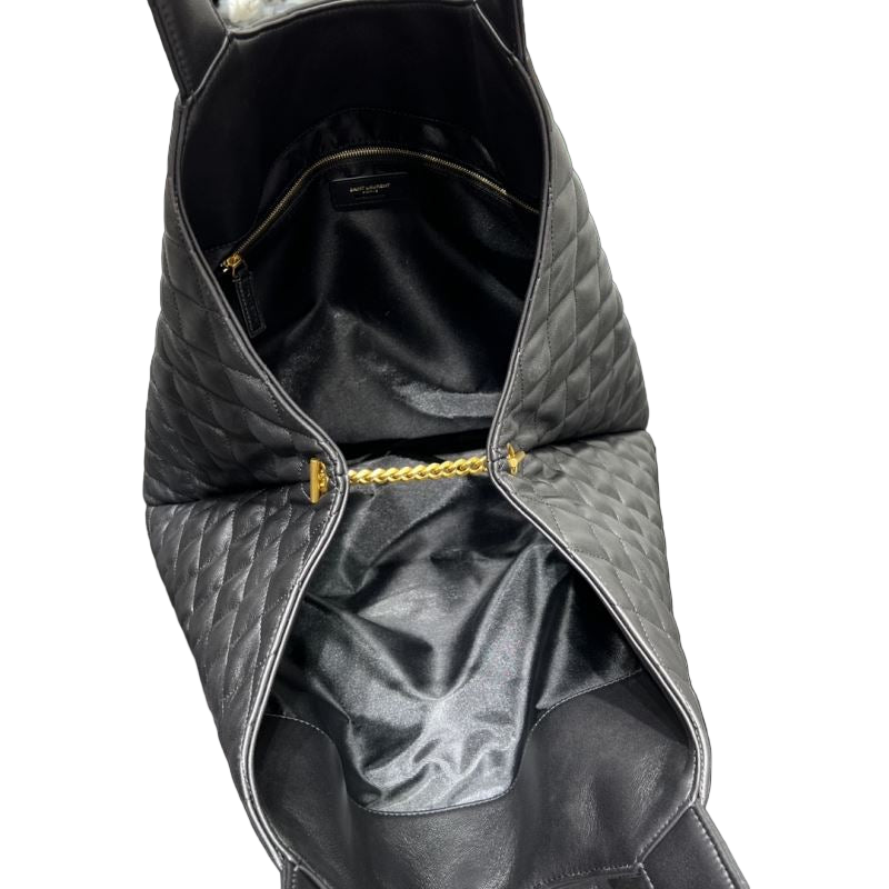 Saint Laurent Gesteppte Tragetasche Schwarze gebrauchte Designer-Umhängetasche 