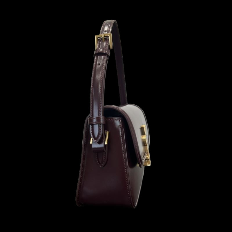 Saint Laurent Solferino Mini-Umhängetasche Bordeaux – Designertasche aus Leder