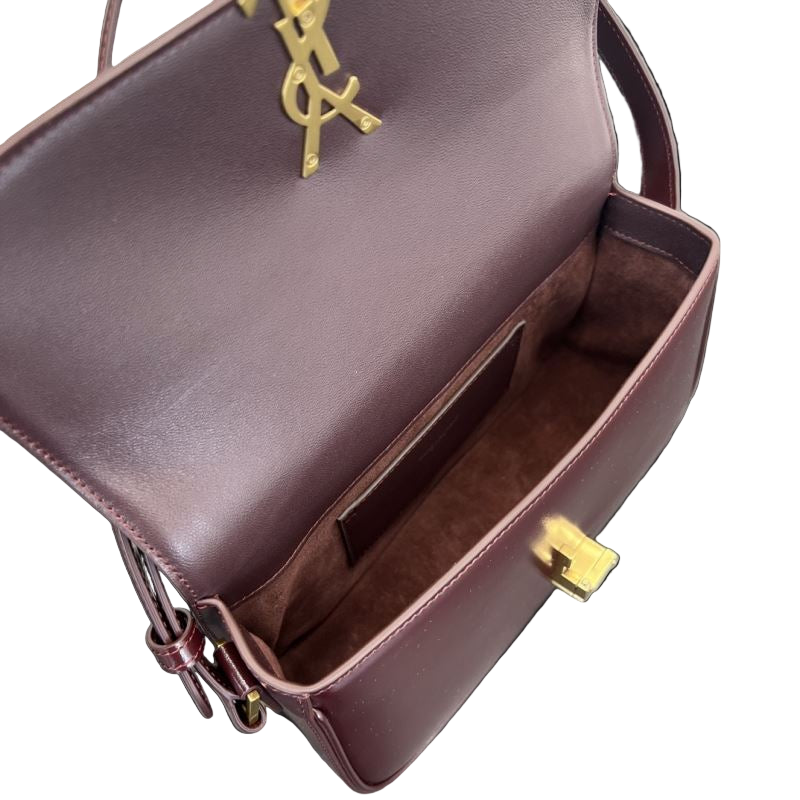 Saint Laurent Solferino Mini-Umhängetasche Bordeaux – Designertasche aus Leder