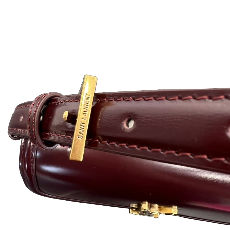 Saint Laurent Solferino Mini-Umhängetasche Bordeaux – Designertasche aus Leder