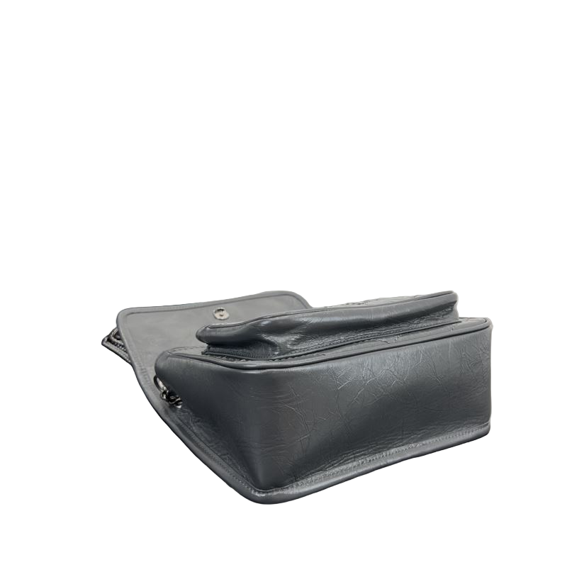 Saint Laurent Niki Baby Storm Vintage-Umhängetasche aus Leder in Sturmgrau