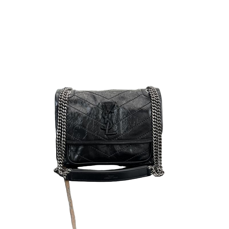 Saint Laurent Niki Baby Vintage Leder Slouchy Chain Bag Schwarz