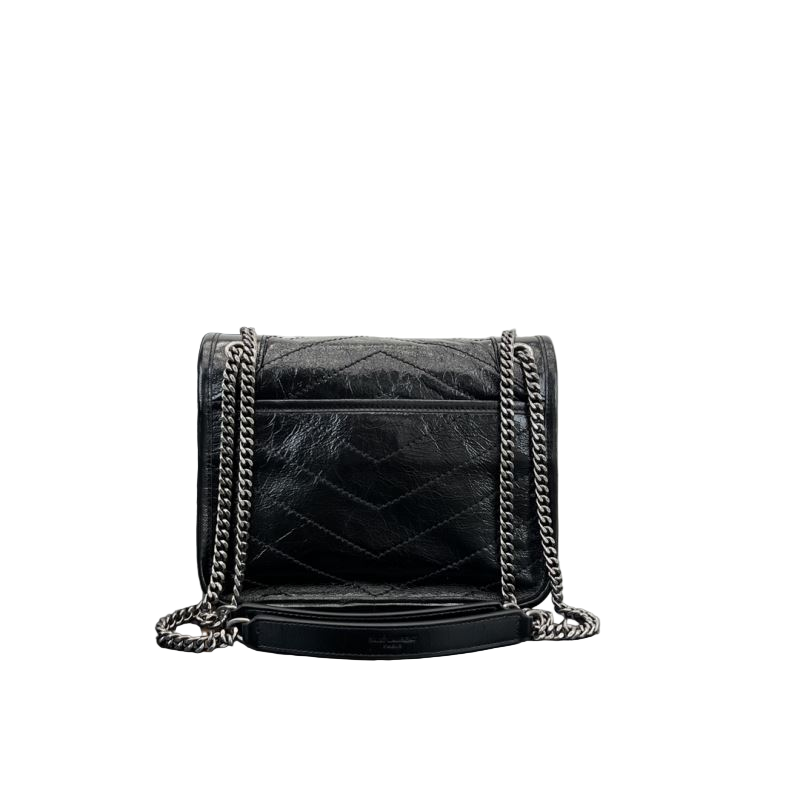 Saint Laurent Niki Baby Vintage Leder Slouchy Chain Bag Schwarz