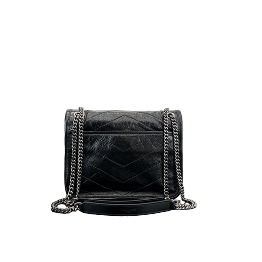 Saint Laurent Niki Baby Vintage Leder Slouchy Chain Bag Schwarz