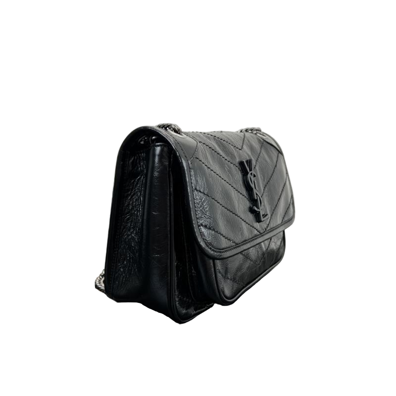 Saint Laurent Niki Baby Vintage Leder Slouchy Chain Bag Schwarz