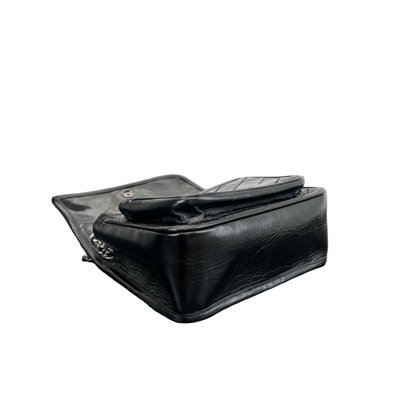 Saint Laurent Niki Baby Vintage Leder Slouchy Chain Bag Schwarz