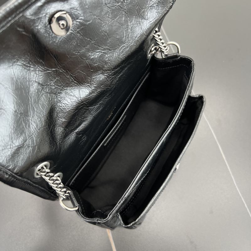 Saint Laurent Niki Baby Vintage Leder Slouchy Chain Bag Schwarz