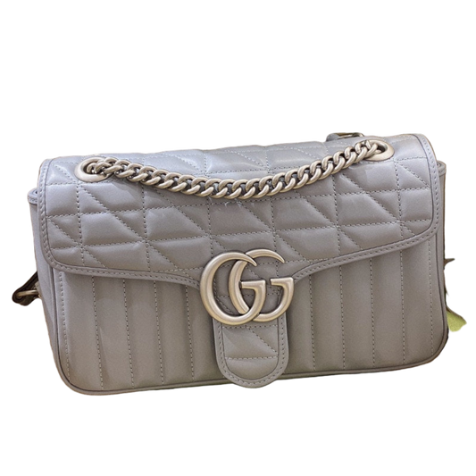 Gucci GG Marmont Aria Kleine Umhängetasche Tiefgraue gebrauchte Designertasche
