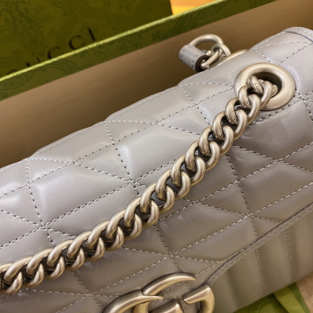 Gucci GG Marmont Aria Small Schoudertas Deep Grey Preloved Designer Bag