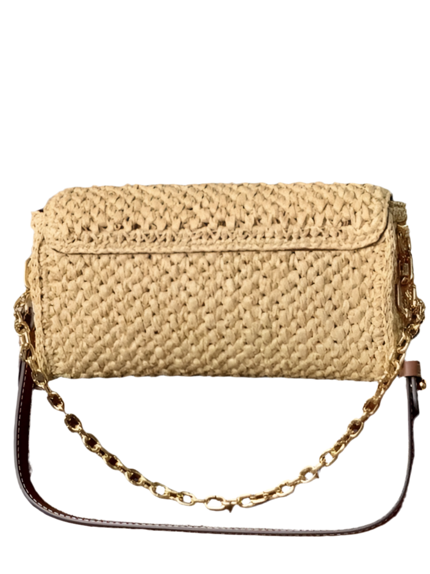Louis Vuitton Twist West Clutch Raffia Braunes Leder Gebrauchte Designertasche