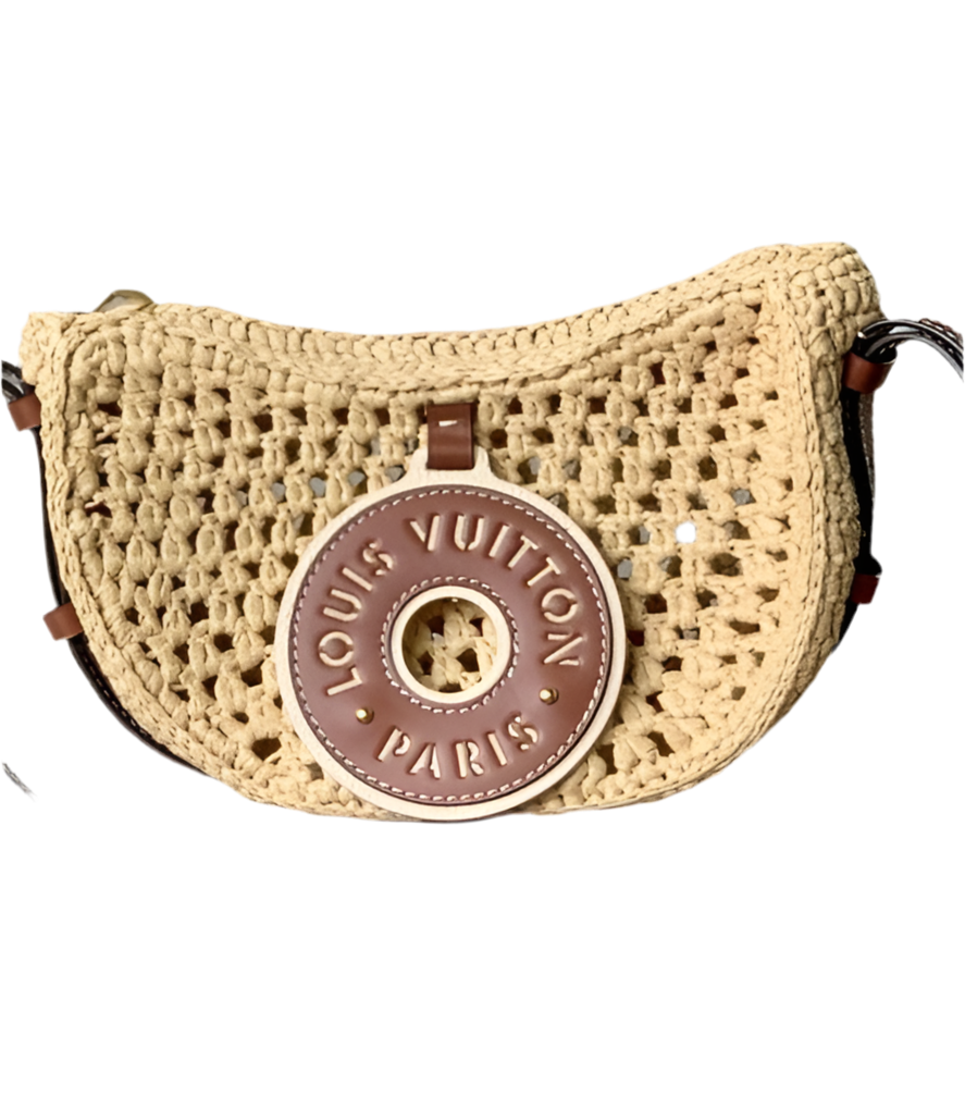 Louis Vuitton Häkeltasche Raffia Preloved Designer Schultertasche