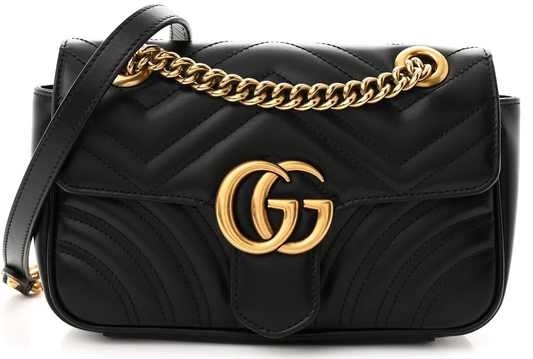 Gucci Marmont Mini Damen-Schultertasche Matelassé Schwarz • Gebraucht