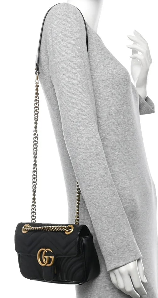 Gucci Marmont Mini Damen-Schultertasche Matelassé Schwarz • Gebraucht