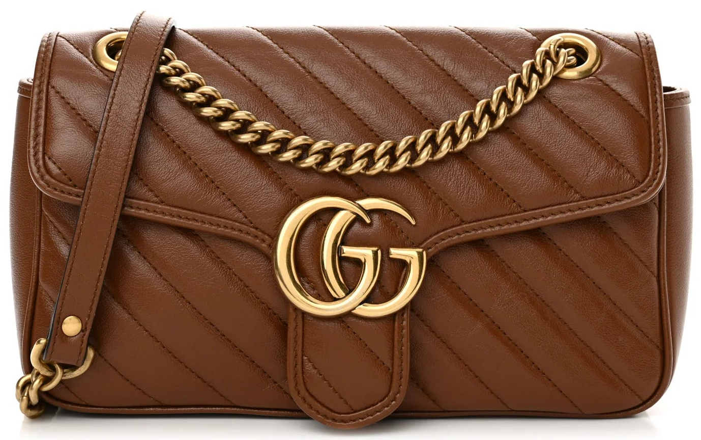 Gucci Marmont Azalea Cuir Diagonal lines Small women's Shoulder Bag Matelassé • Preloved