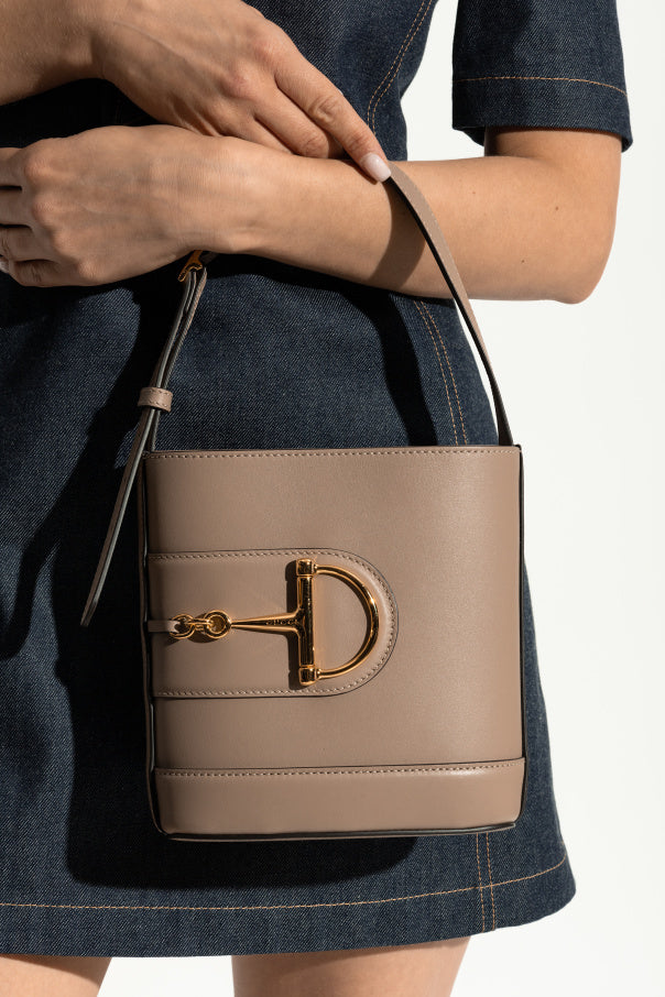 Gucci 73 Horsebit Damen-Schultertasche, klein, in Nude-Rosa • Gebraucht