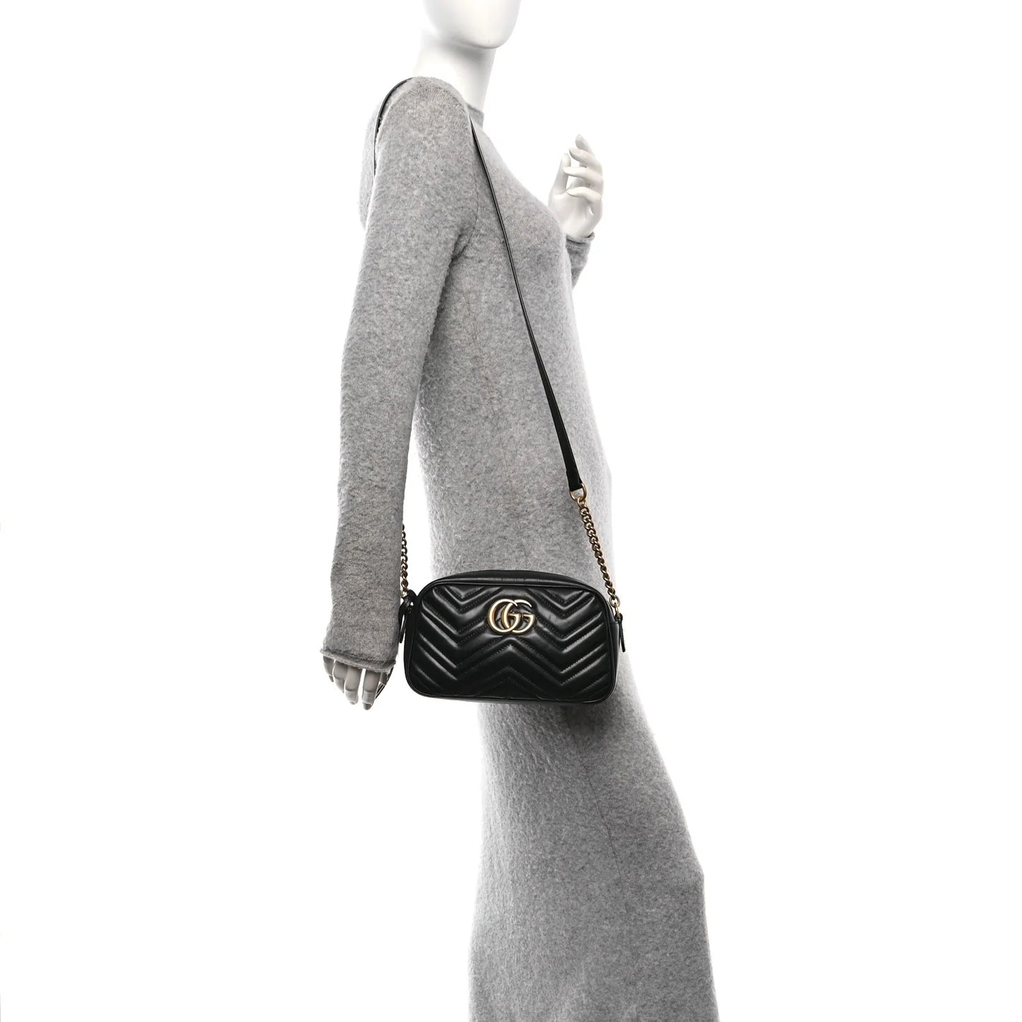 Gucci Marmont Kleine Schwarze Damen-Schultertasche Matelassé 2024 Gebraucht