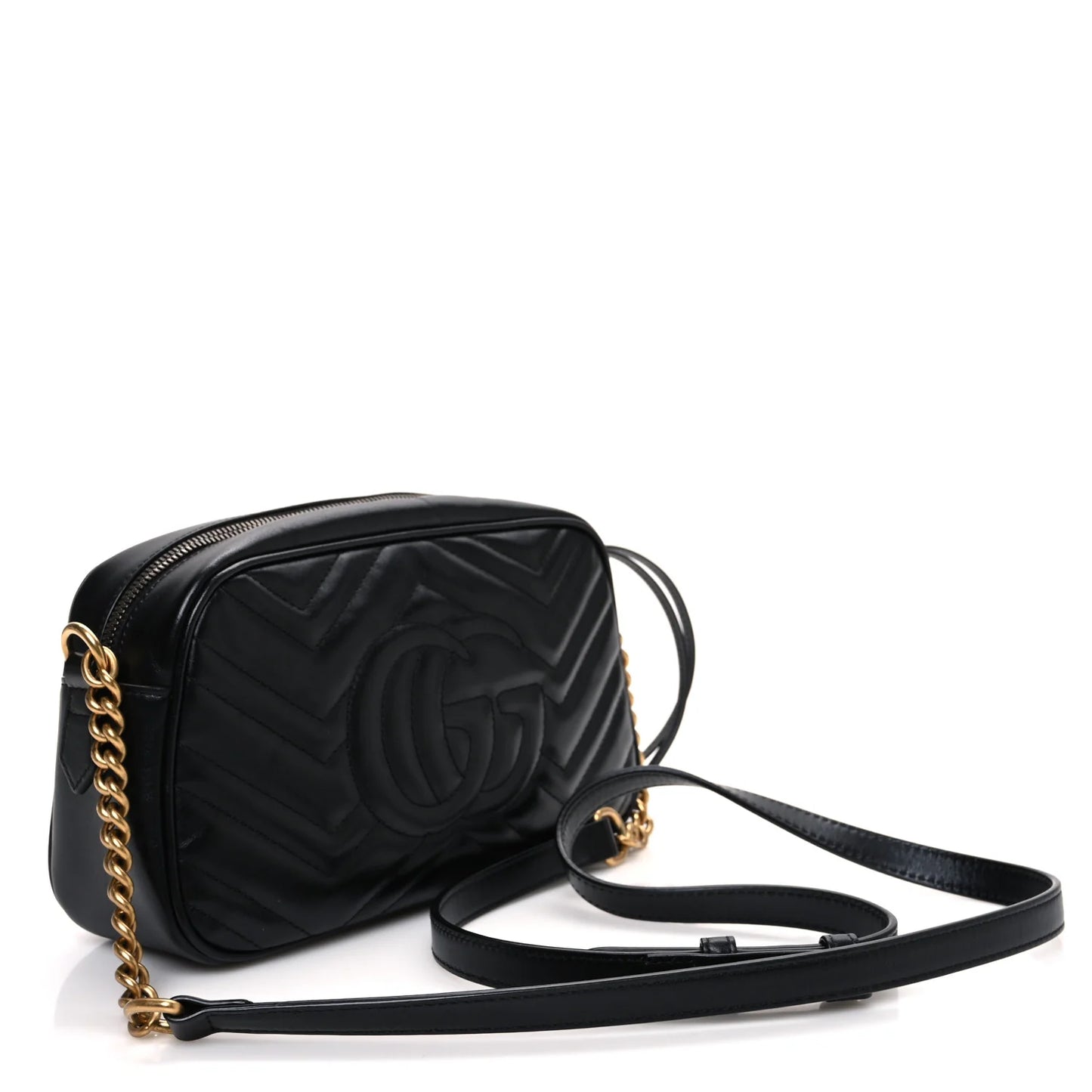 Gucci Marmont Kleine Schwarze Damen-Schultertasche Matelassé 2024 Gebraucht
