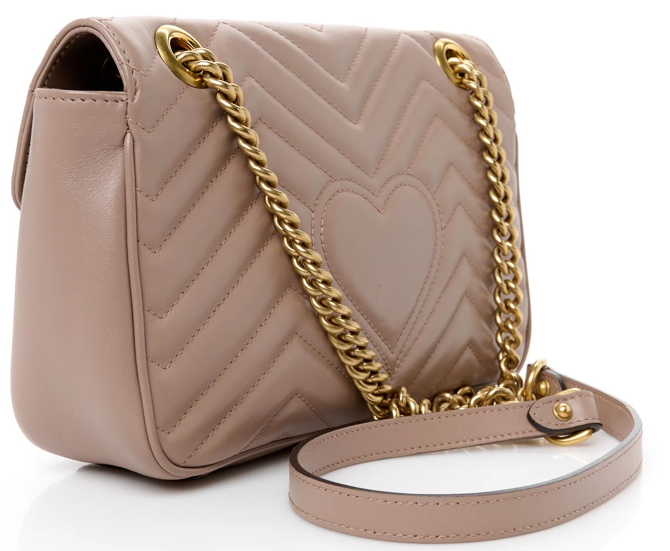 Gucci Marmont Tasche, klein, rosa – Damen-Schultertasche, Matelassé, Porzellanrosa/Puderrosa-Creme (Porzellanrose) • Gebraucht, 2023
