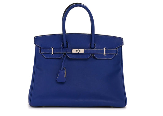 HERMES Epsom Candy Birkin 35 Bleu Electrique Mykonos