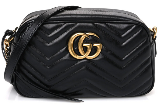 Gucci Marmont Kleine Schwarze Damen-Schultertasche Matelassé 2024 Gebraucht