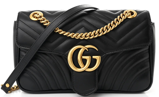 Gucci Marmont Schwarze kleine Damen-Schultertasche Matelassé 2024 • Gebraucht
