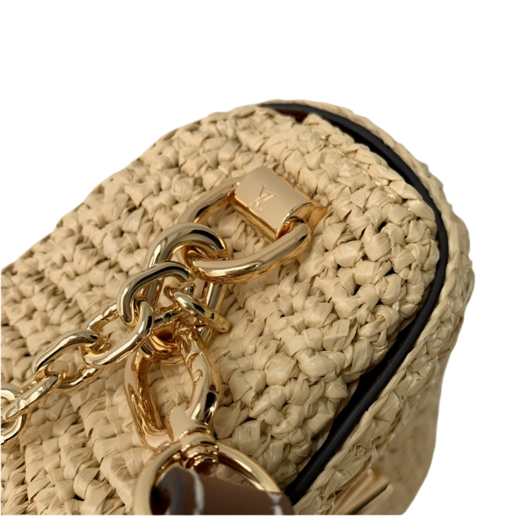 Louis Vuitton Twist West Clutch Raffia Braunes Leder Gebrauchte Designertasche