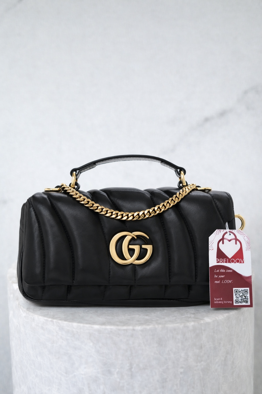 Gucci GG Milano Quilted Lambskin Mini Top Handle Bag – Zwart