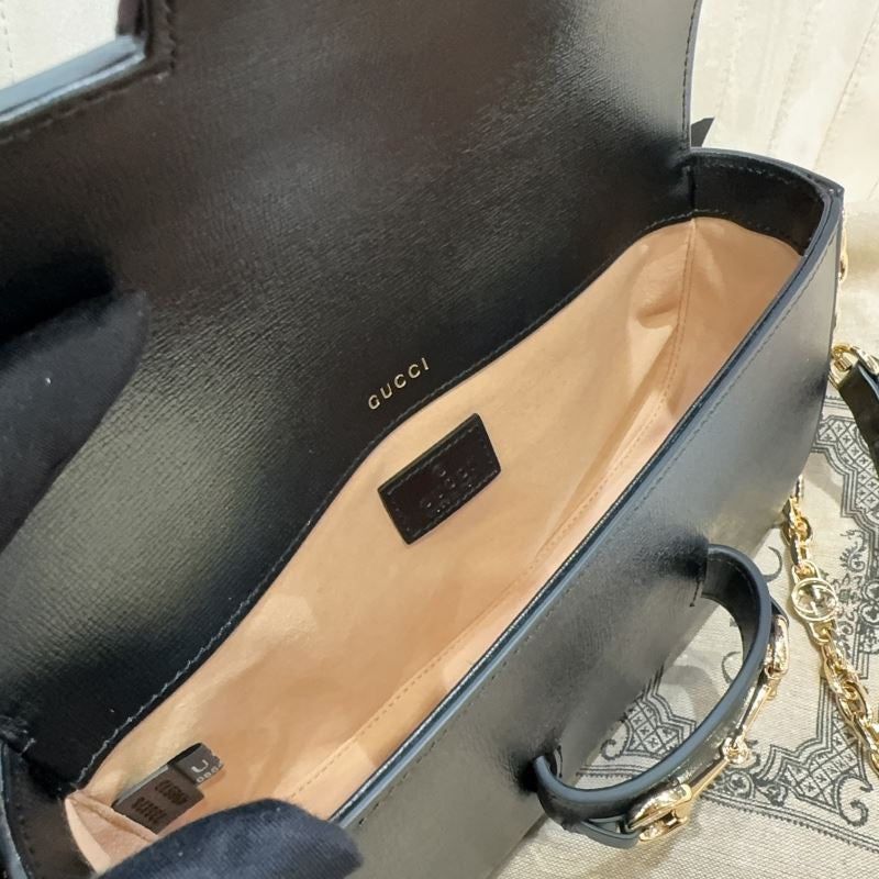 Gucci Horsebit 1955 Umhängetasche Schwarz Preloved Designer Tasche