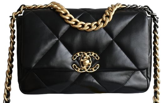 Chanel 19 Flap Bag Small – Weißes glänzendes Lammleder mit Gold-, Silber- und Ruthenium-Hardware – Gebrauchte Designer-Umhängetasche 2025