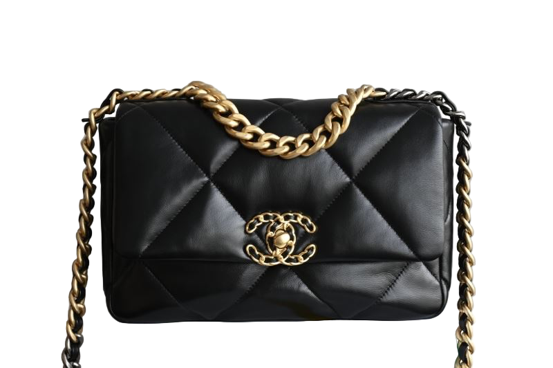 Chanel 19 Flap Bag Small – Wit Glanzend Lamsleer met Goud-, Zilver- & Ruthenium Hardware – Preloved Designer schoudertas 2025