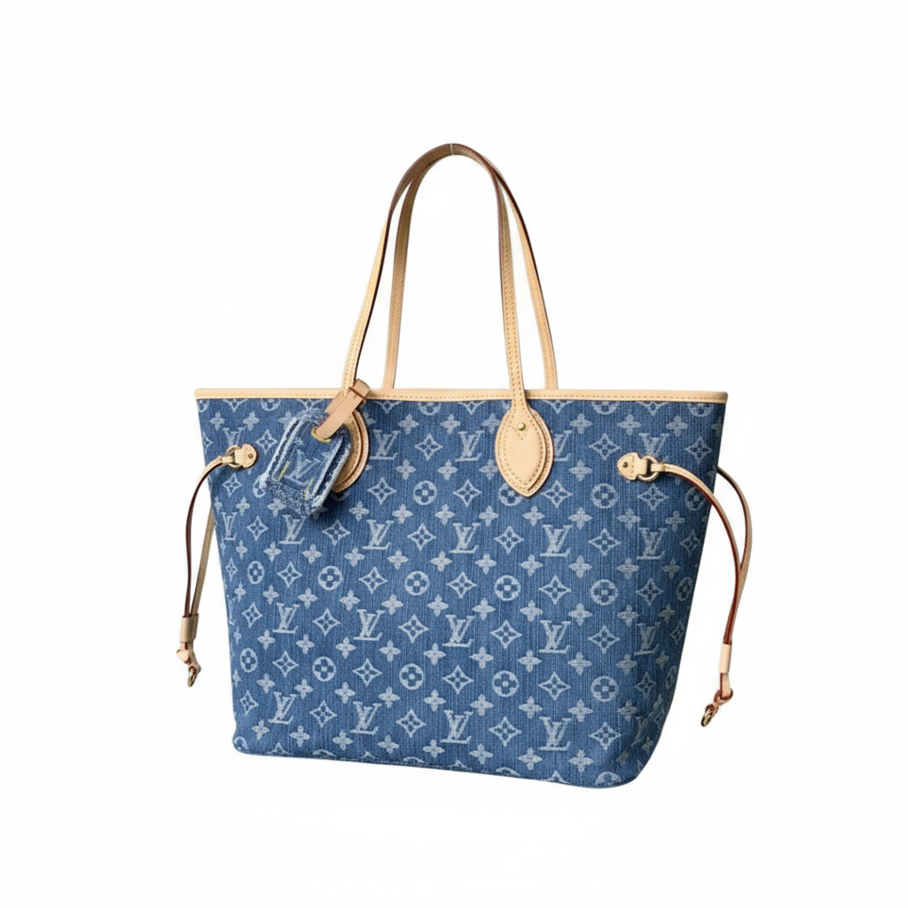 Louis Vuitton Neverfull MM Monogram Denim – Blauer Denim &amp; Naturleder