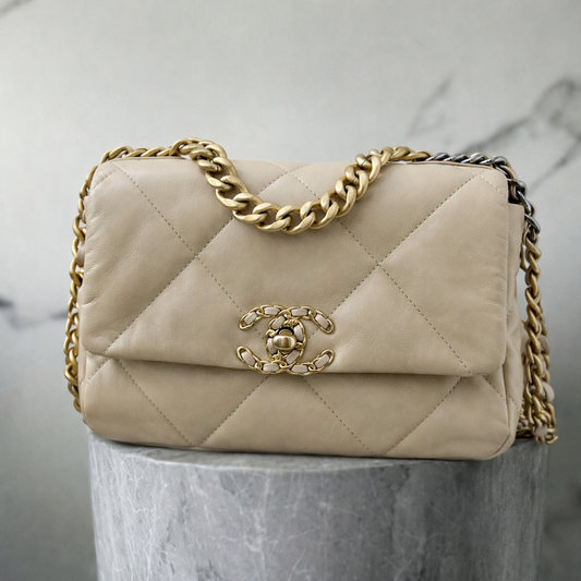 Chanel 19 flap bag gold hardware